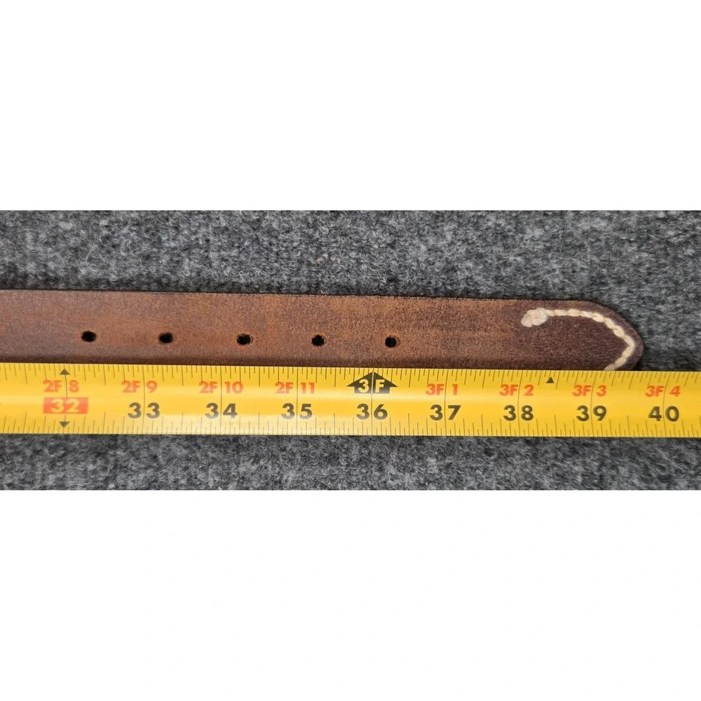 Eddie Bauer Italian Leather Belt Mens Large Brown Brass Buckle
